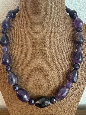 Jay King Amethyst Multi / Faceted Bead and Sterling Silver Necklace